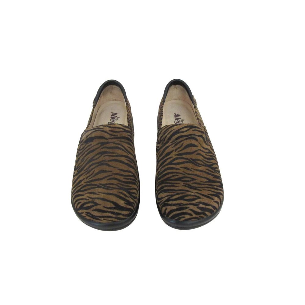 Alegria Kei-402 Brown & Black Zebra Print Suede Clogs, Worn Once Sz 37 or 7 US